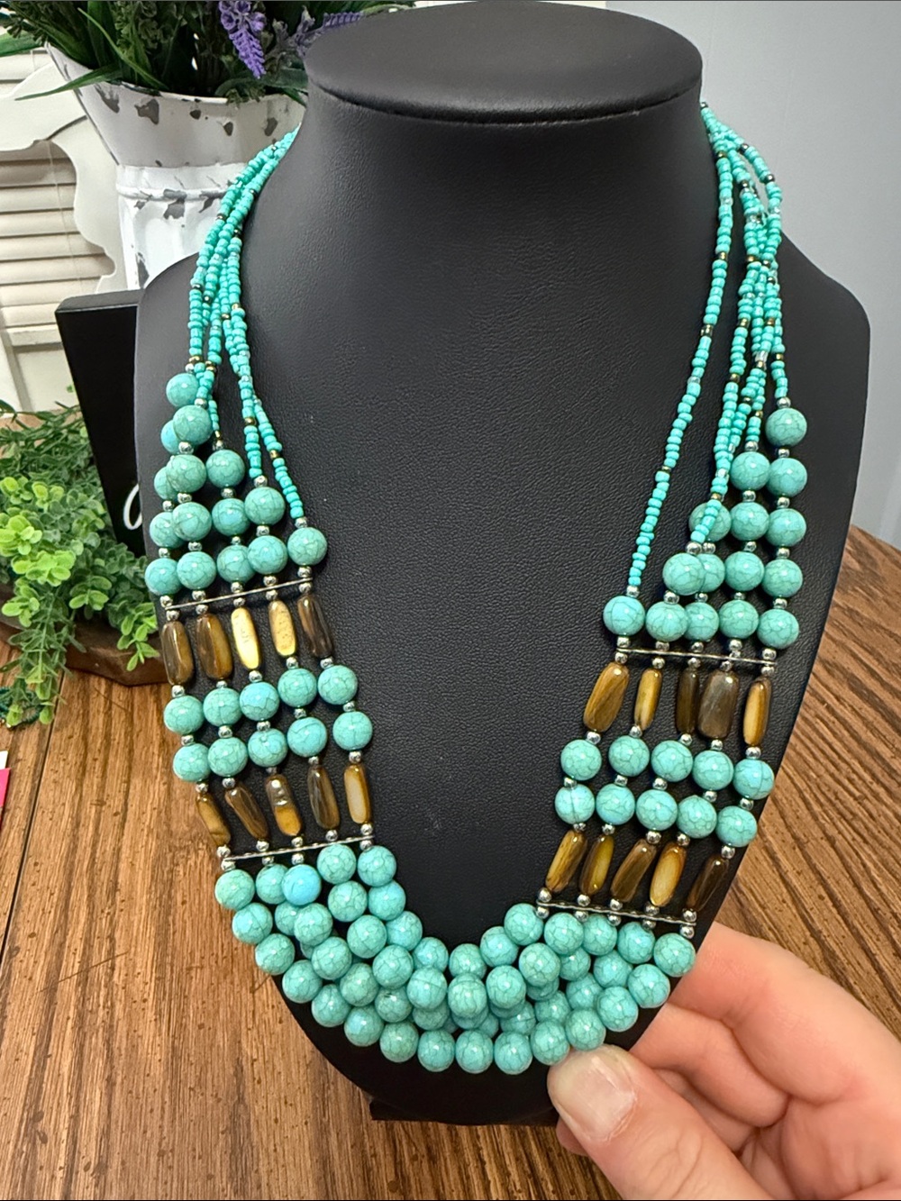 Turquoise colored necklace